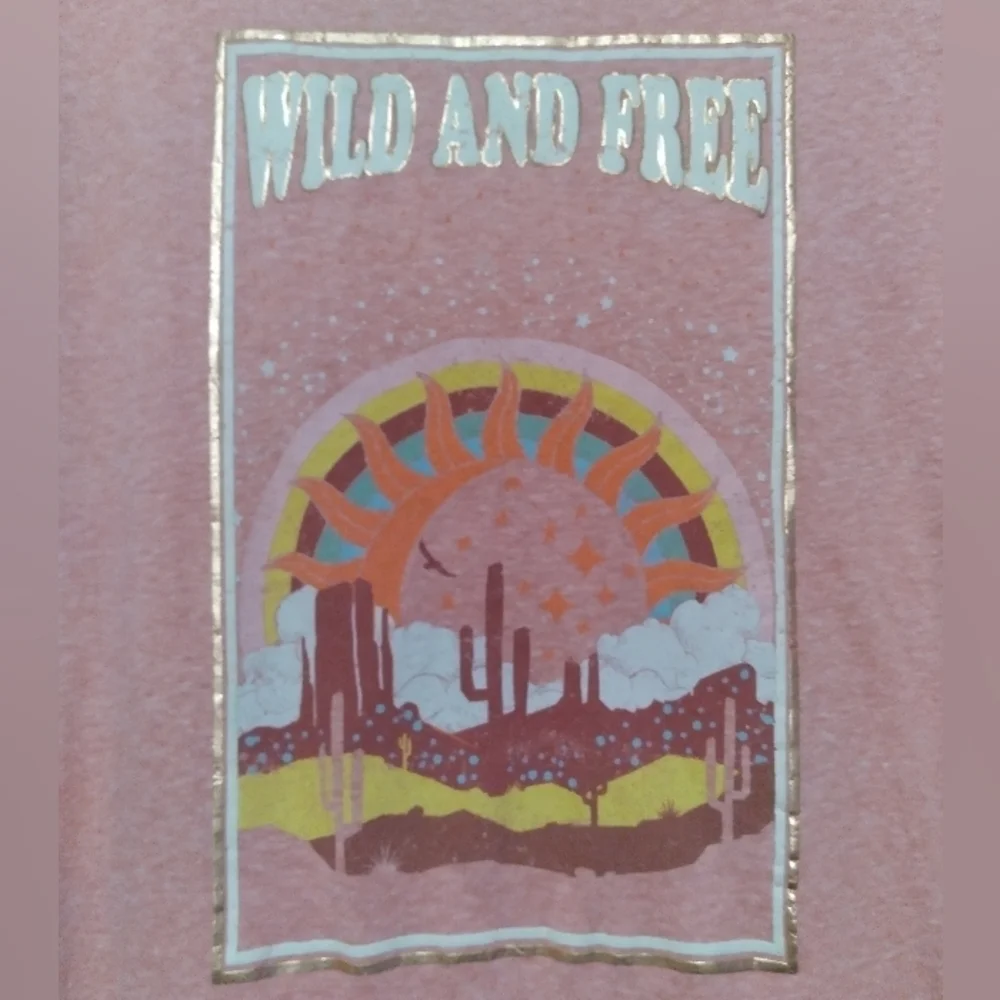 Truself  Wild and Free Heathered Pink tee Size 1X - Picture 3 of 7